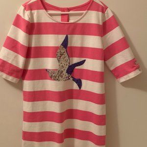 Girls Pink and White Striped Bird Dress